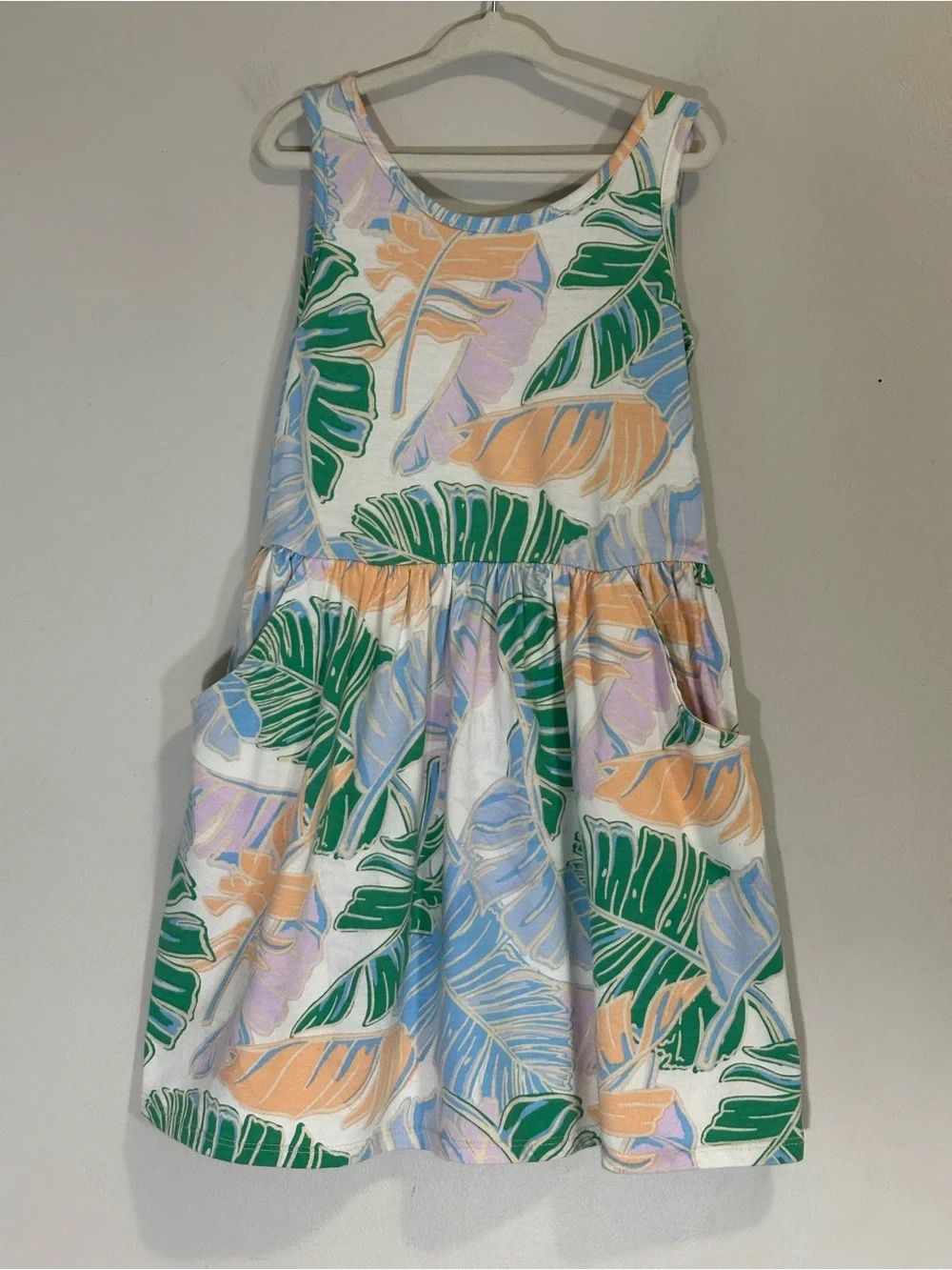 Cat & Jack Girls Tropical Leaf Palm Print Summer Sundress Size S (6/7) Vacation